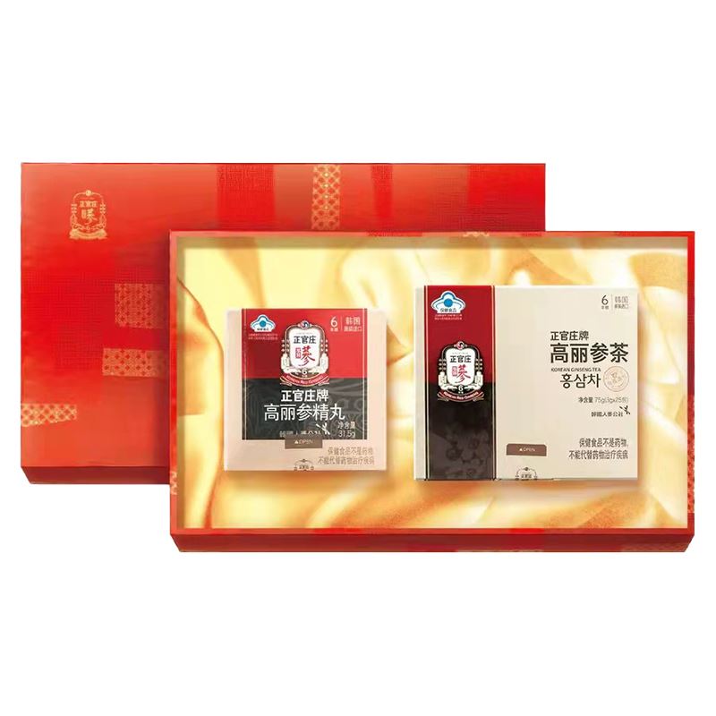 正官庄参精丸31.5g+参茶75g礼盒原装进口六年根高丽参