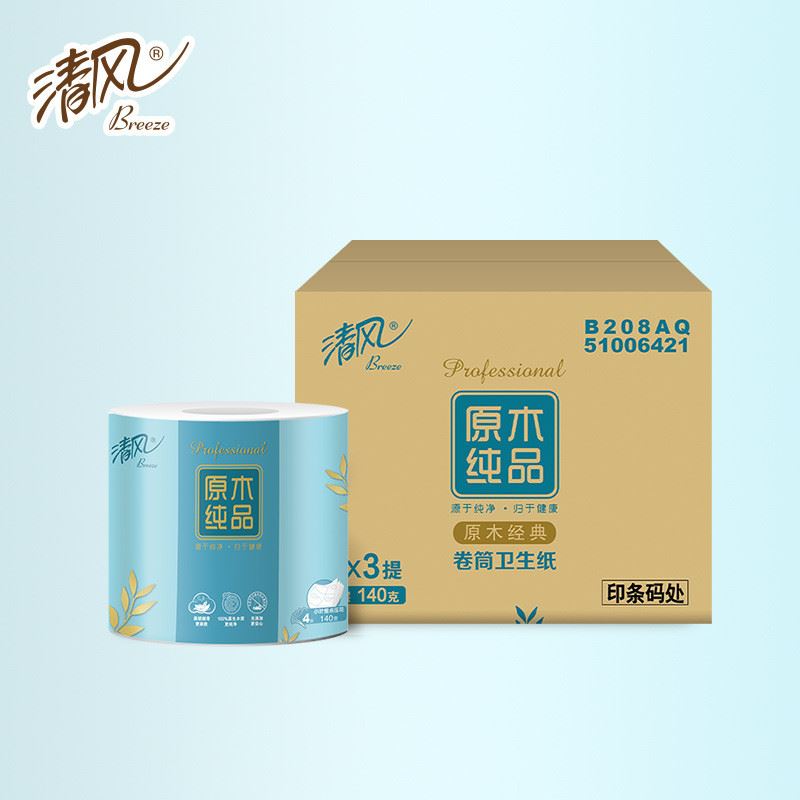 清风4层小叶细点压花140g卷-24卷