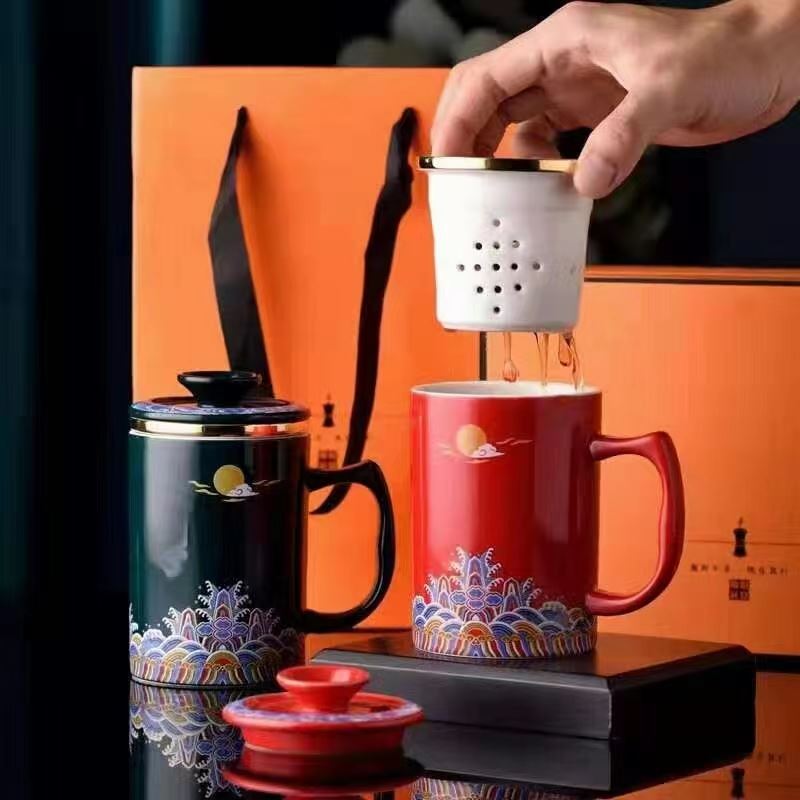 锦知兴珐琅彩茶隔杯