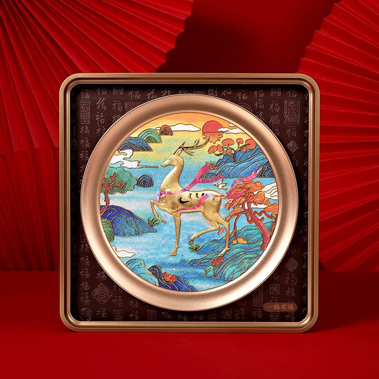 聚运鑫国潮敦煌九色鹿黄金摆件挂画银行礼