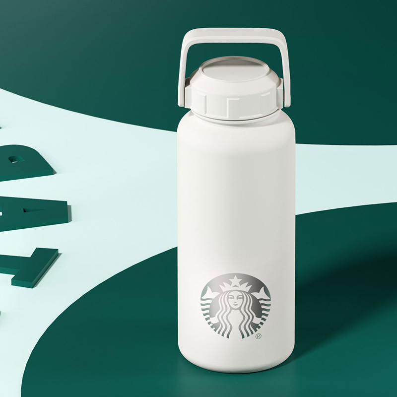 星巴克*经典白色款不锈钢运动壶960mL*11149739