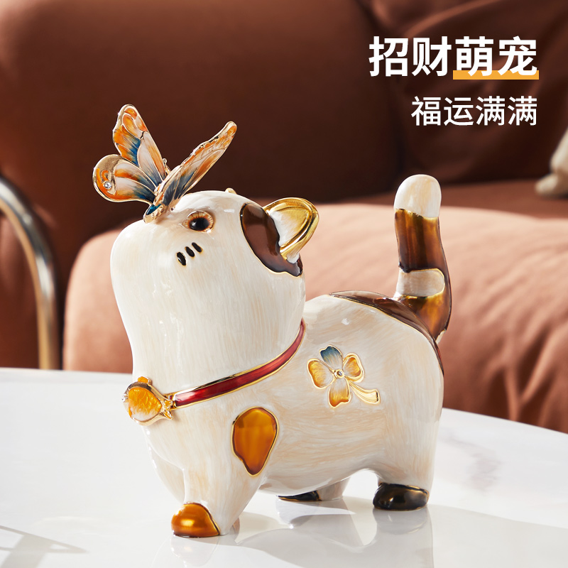 可愛貓咪琺瑯彩擺件喬遷新居禮品