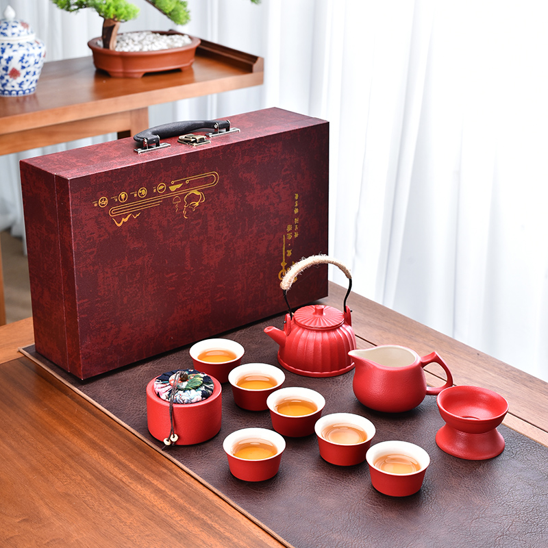 鹏翼浮雕提梁壶茶具大套装
