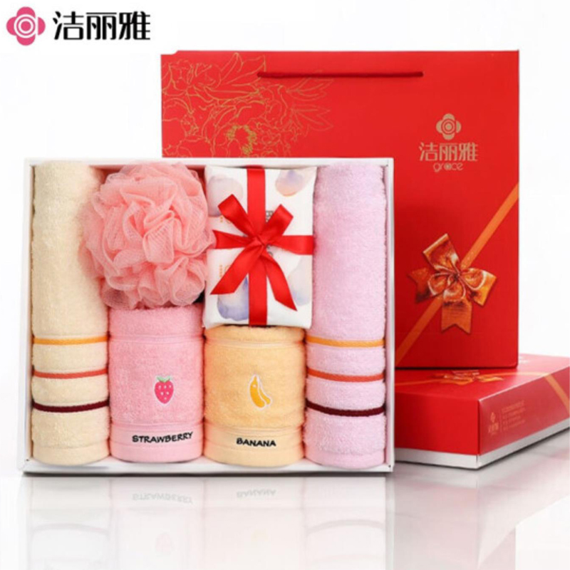 潔麗雅毛巾禮盒6件套含手提袋20230005