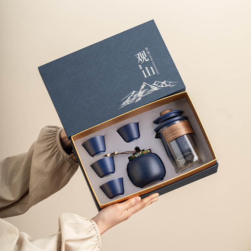 DONGYUE東悅國風(fēng)觀山玻璃快客杯+四杯+茶葉罐