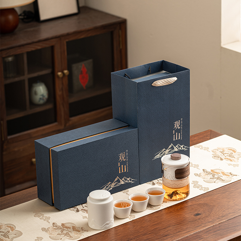 DONGYUE东悦国风观山玻璃快客杯+三杯+茶叶罐