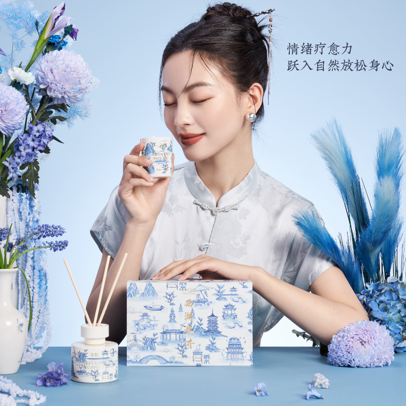 宋朝西湖十景持久散香中式氛围无火香薰蜡烛礼盒