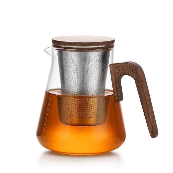 尚明邦田胡桃木玻璃泡茶壶茶水分离花茶绿茶壶800mL