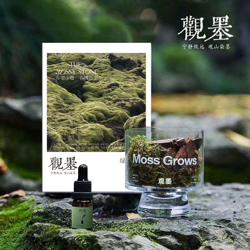 观墨绿芜青苔扩香摆件套装