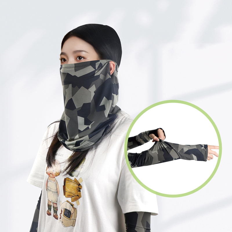 金丝莉冰丝摩登防晒面罩+防晒冰袖两件套