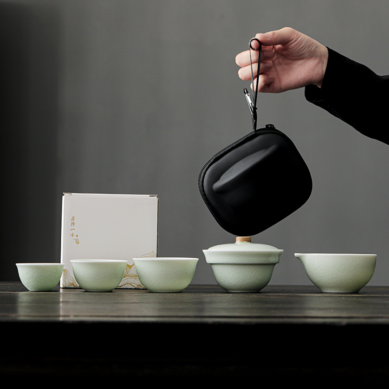 知者觉器-哥窑旅行快客茶具套装商务陶瓷节日定制礼品端午伴手礼