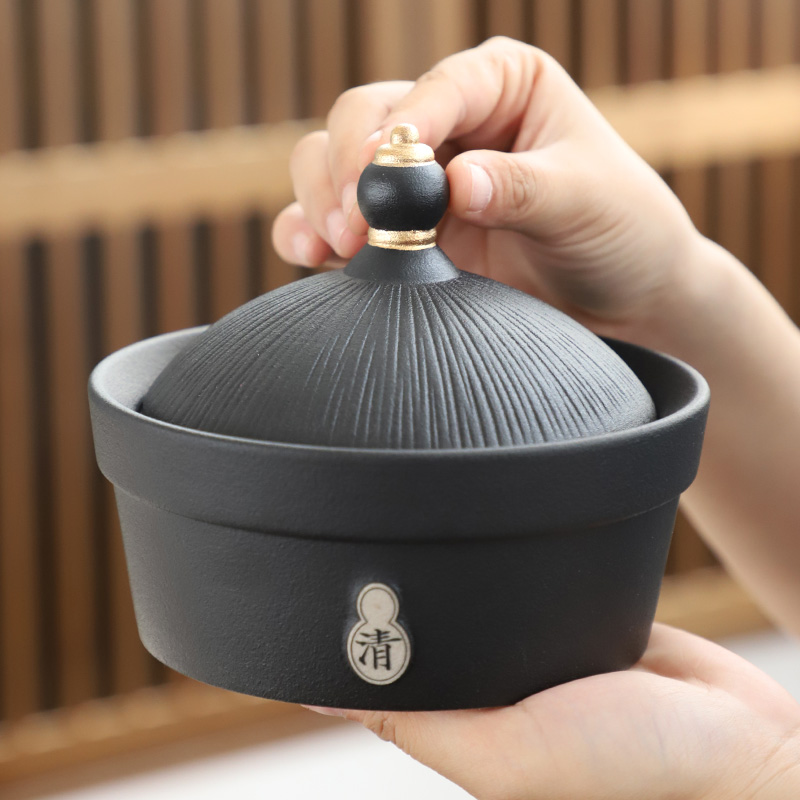知者觉器-官帽烟灰缸国风陶瓷带盖防飞灰家用客厅送礼定制礼品