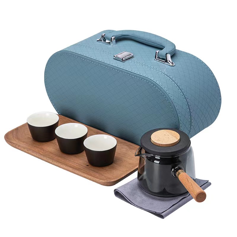 鵬翼玻璃粗陶旅行套裝茶具