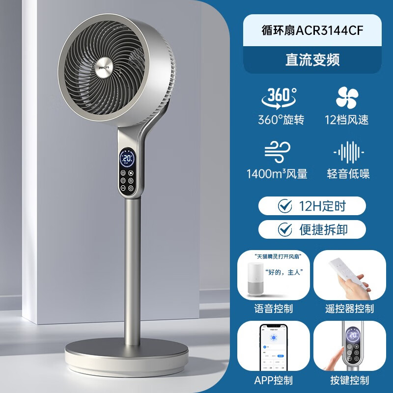 飛利浦空氣循環(huán)扇電風扇落地立式遙控/定時ACR3144CF