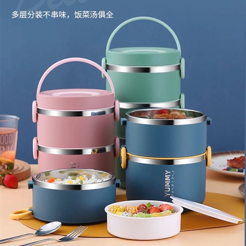 新风格304发泡保温不锈钢饭盒（双层）